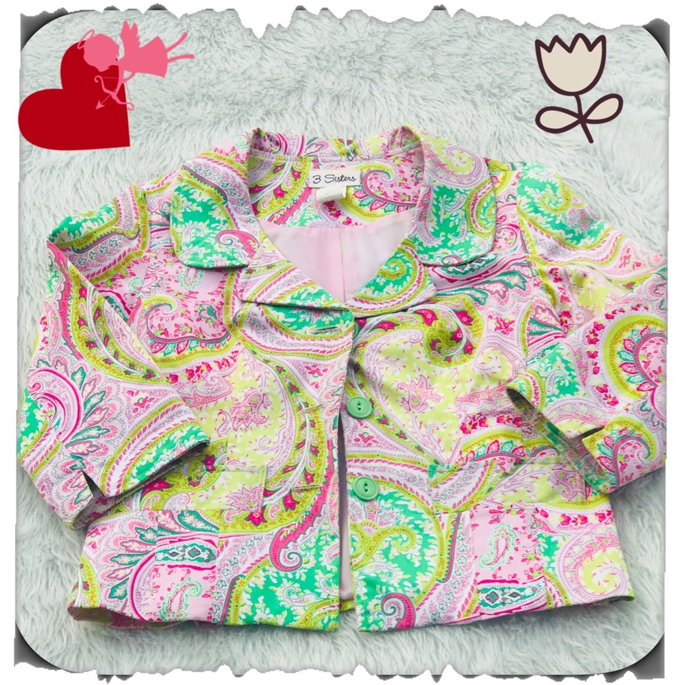 ✔️3 Sisters Paisley Dk Pink,Green,Pale Pink Jacket